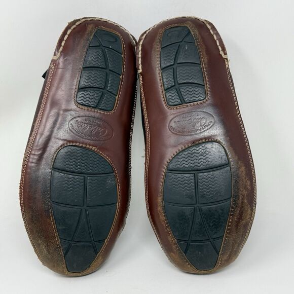 Cabelas Oil Tanned Leather Slippers Mens 9 M Sherpa Lined Moccasin Loafers - Picture 13 of 16